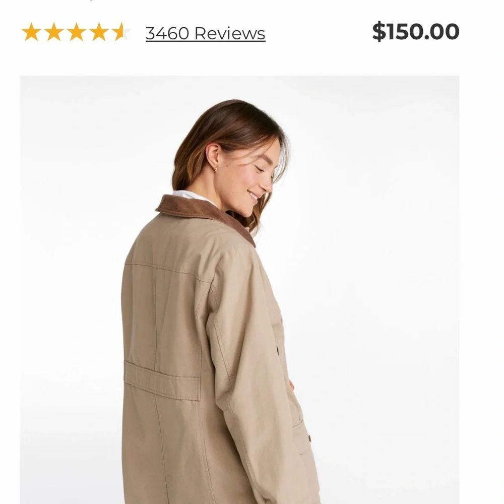 L.L. Bean Adirondack Barn Coat Flannel Lined Women’s Sz L Khaki Brown Rn71341 - Picture 3 of 11